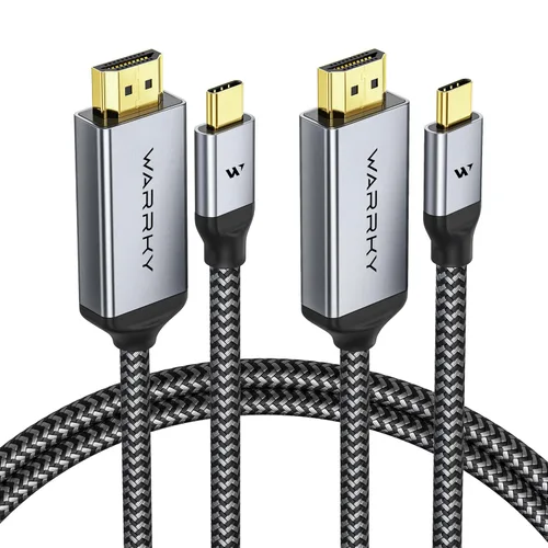 Vista 10 de Warrky Cable USB C a HDMI 4K 60Hz de 3.3 pies [enchufes chapados en oro antiinterferencias] Cable de aluminio tipo C a HDMI 2.0, Thunderbolt 3/4/5