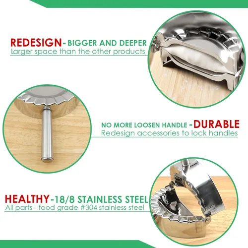 Vista 6 de Best Utensils - Molde de acero inoxidable para ravioles, fabricante de albóndigas Pierogi, cortador de masa de pastelería, accesorios de cocina