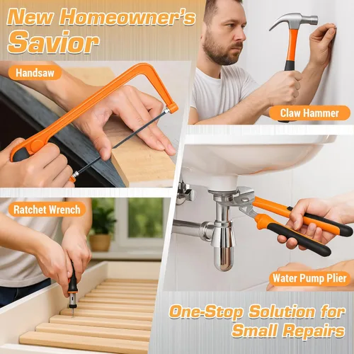 Vista 3 de KOOPOOL Juego de herramientas de 160 piezas, kit de herramientas básicas para el hogar y el automóvil con caja de herramientas, kit de herramientas