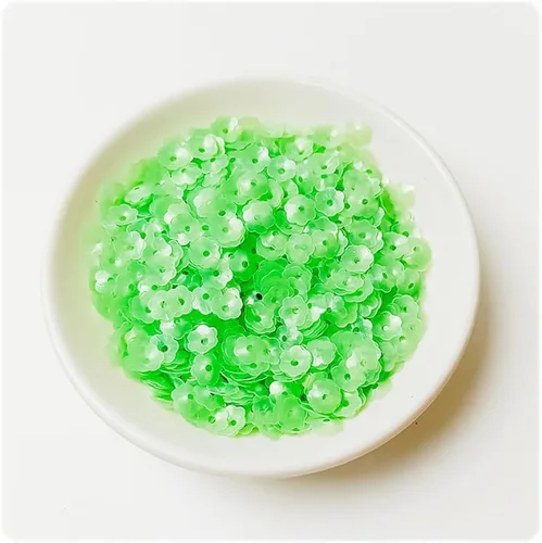 1.41 oz Frosted Flower Cup Sequins,6 mm Loose Sequins for Decor,Iridescent Spangles for Jewelry Making Wedding Dress Decoration(Green)