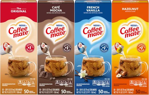 Coffee Mate, Café líquido 0.375 oz, paquete surtido (4 sabores), 200 unidades