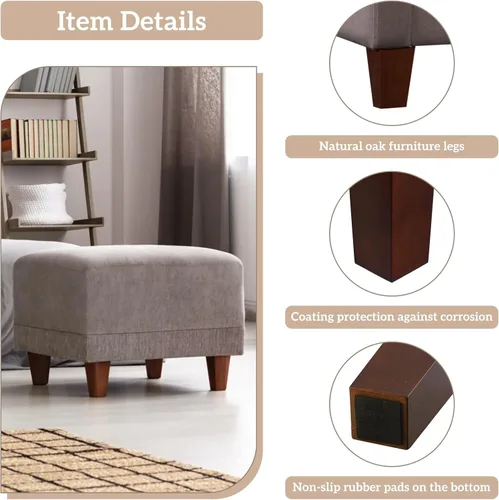 Vista 4 de GOSCHE Juego de 4 patas de madera para muebles de 3 pulgadas, patas de sofá cuadradas marrones, patas de repuesto modernas de mediados de siglo