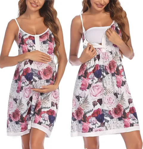 Ekouaer Camisones de maternidad sin mangas para mujer, ropa de dormir posparto para mujer, lactancia S-XXL