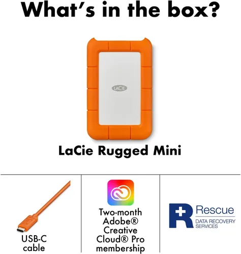 Vista 2 de Mini disco disco duro portátil LaCie Rugged USB 3.0 , Anaranjado