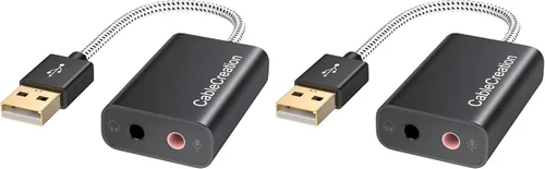 Vista 12 de CableCreation - Adaptador de audio USB con conector de 0.138 in, tarjeta de sonido estéreo externa USB con auriculares de 0.138 in y micrófono