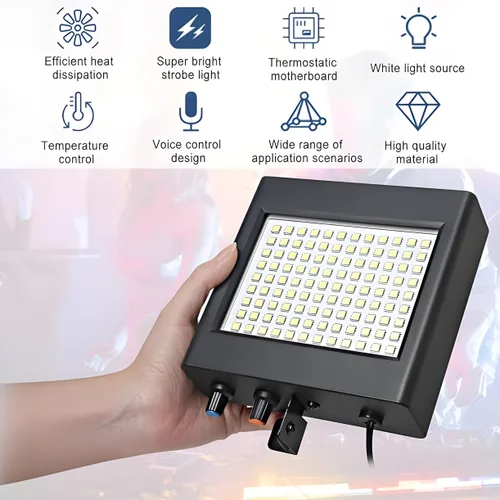 Vista 6 de Mini luz estroboscópica, sUperbrillante RGB/color blanco, luz estroboscópica con 108 mini LED, auto-activada por sonido o modo de flash de control
