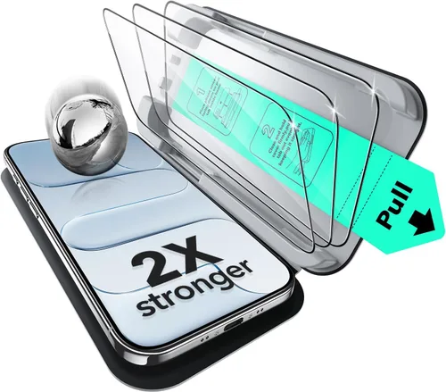 Vista 16 de ESR Paquete de 3 protectores de pantalla para iPhone 14 Pro, grado militar, inastillables, dureza 9H, vidrio templado de cobertura completa