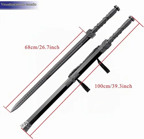 Vista 2 de Espada Han China de Polipropileno de Alta Resistencia con Cuchillo Samurái de Entrenamiento, Espada de Entrenamiento