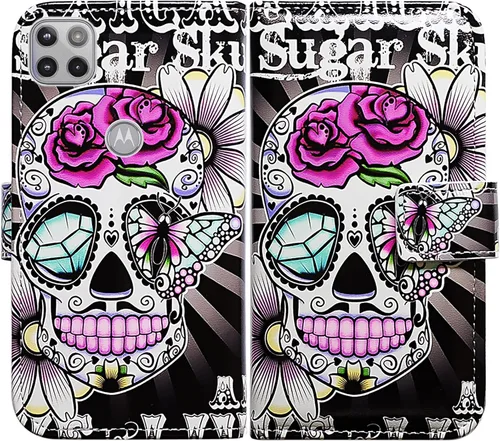 Vista 26 de Bcov Motorola One 5G Ace - Funda de piel con tapa y diseño de pájaro negro, con ranuras para tarjetas, cierre magnético y soporte