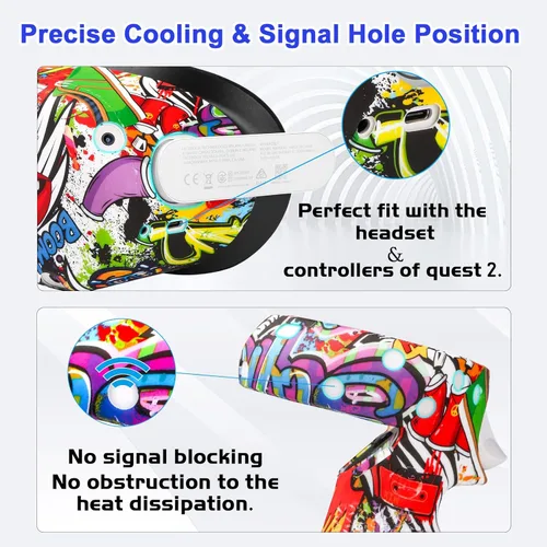 Vista 3 de Accessories for Oculus Quest 2 YIZEIJOB VR Protective Silicone Cover Skin Set Compatible with Meta Quest 2 - Street Graffiti
