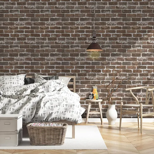 Vista 5 de Timeet Papel tapiz de ladrillo rojo, autoadhesivo para despegar y pegar, papel de contacto extraíble texturizado para dormitorio, sala de estar