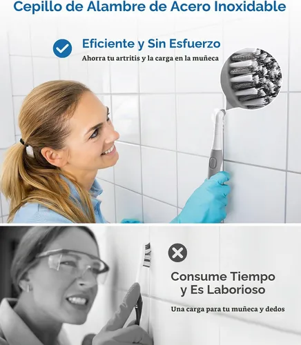 Vista 3 de kHelfer Cepillo de Limpieza Eléctrico con Energía de Batería, KH6A Pequeño Cepillo Eléctrico para Lechada y 5 Cepillos de Repuesto, Ligero Gris