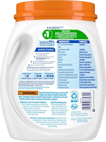 Vista 5 de all Mighty Pacs - Paquete de detergente para ropa sucia con quitamanchas y blanqueadores OXI, transparente, sin perfume y sin tintes, 56