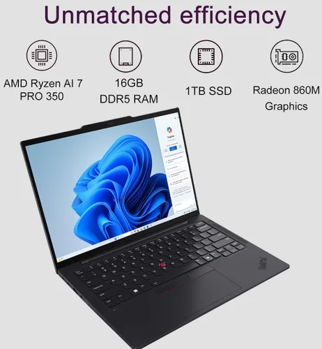 Vista 3 de Lenovo ThinkPad T14 S G6, 14" FHD+, Ryzen AI 7 PRO 350, DDR5 de 16 GB, SSD