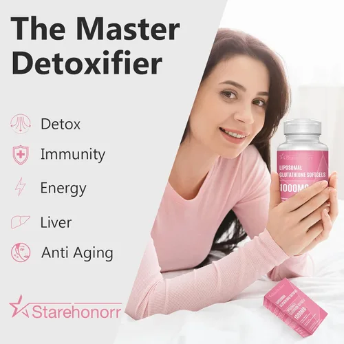 Vista 7 de Cápsulas blandas de glutatión liposomal de 1500 mg, suplemento de glutatión reducido con vitamina C, mejor absorción, antioxidante potente sin OMG