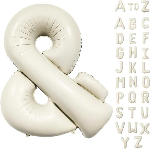 Vista 102 de Globos beige de 40 pulgadas con números grandes 3, globos de helio de dígito 3 de color blanco marfil autoinflables para terceras niñas, globos