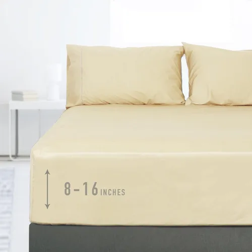 Vista 10 de Sunflower Sábana Bajera Ajustable Individual, Sábana Bajera Ajustable de 1 Pieza con Bolsillo Profundo de 15", 100% Algodón Satén Suave Azul Indigo