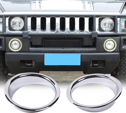 Vista 8 de Cubiertas de biseles para anillo de luz antiniebla para parachoques delantero, moldura para Hummer H2 2003-2009, accesorios protectores de lámpara