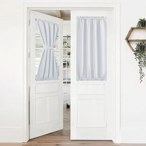 Vista 293 de NICETOWN Cortinas 100% opacas para puerta francesa, cortinas de privacidad para ventana, persianas de oscurecimiento de habitación de 25 x 64
