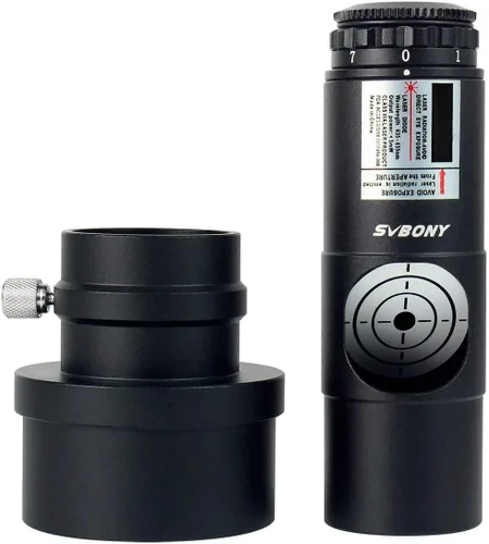SVBONY Colimador láser rojo para alineación de telescopio Newton Marca 1.25 pulgadas 7 niveles brillantes Lente triple cementada con adaptador de 2