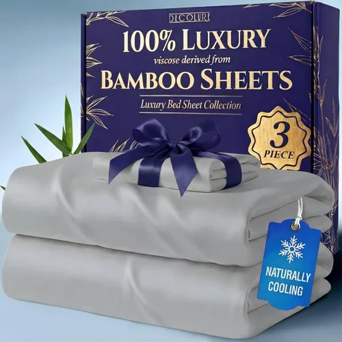 Vista 28 de DECOLURE Sábanas 100% Viscosa Derivada de Bambú Tamaño Individual - Sábanas de Lujo de 3 Piezas Naturalmente Refrescantes, Juego de Cama Ultra Suave