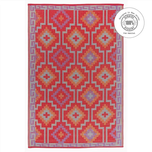 Vista 3 de Fab Habitat - Alfombra de exteriores, impermeable, resistente a la decoloración, sin arrugas, plástico reciclado de primera calidad, estilo kilim