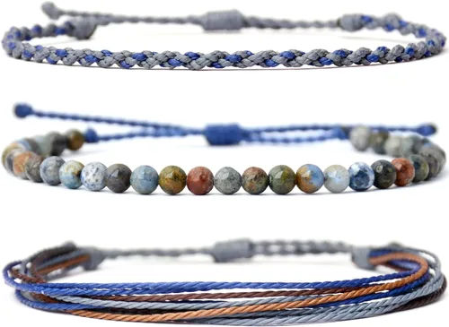 Vista 50 de Pulsera curativa hecha a mano con cuentas de piedra natural, regalo para hombres, pulsera de cuerda ajustable