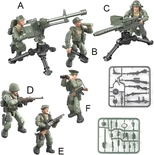 Vista 3 de MEIEST 6 figuras de acción militar de mini soldado, modelo del ejército, juguetes de bloques de construcción con múltiples accesorios de armas