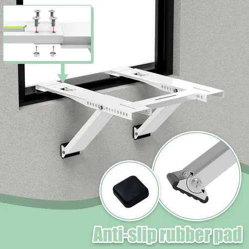 Vista 6 de Soporte de aire acondicionado sin taladrar, soporte de ventana de CA, montaje de ventanas colgantes individuales o dobles, acero resistente, soporta