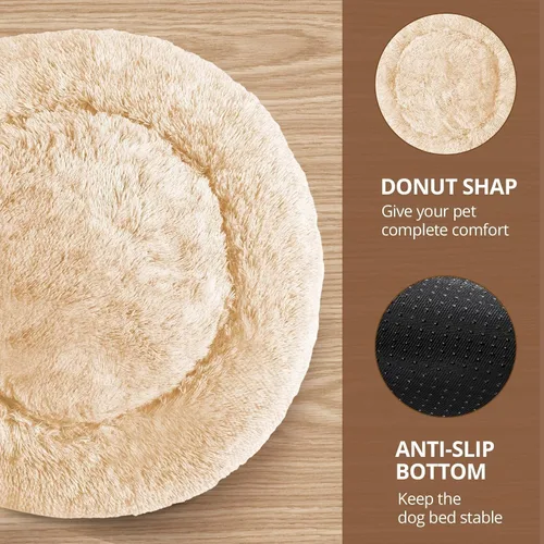 Vista 283 de JOLLYVOGUE Cama Calmante para Perros Pequeños - Cama para Perros Pequeños en Forma de Dona Lavable de 23 Pulgadas para Gatitos y Cachorros, Camas