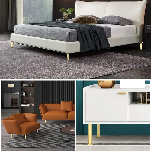 Vista 5 de Patas cilíndricas ajustables de latón cepillado macizo, patas de sofá de metal, mesita de noche/mueble de televisión/mueble de baño/patas de mesa