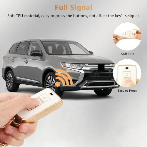Vista 3 de PIFOOG Funda para llavero Mitsubishi, accesorios Outlander Lancer Mirage, carcasa protectora para llaves de coche, cubierta completa, llavero