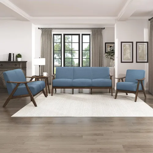 Vista 9 de Lexicon Silla de Acento Moderna de Mediados de Siglo con Marco de Madera Sólida en Acabado de Nogal, Sillón de Descanso con Brazos Tapizado