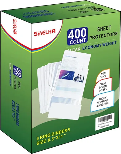 Vista 8 de Protectores de hojas de 100 páginas, protector de página de 8.5 x 11 pulgadas, protectores de páginas de plástico transparente mejorados