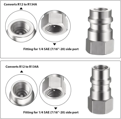 Vista 3 de Mudder 4 piezas VA-LH11 A/C Pro R-12 a R-134a kit de piezas de modificación, adaptador de conversión de adaptación compatible con rosca SAE de 1/4