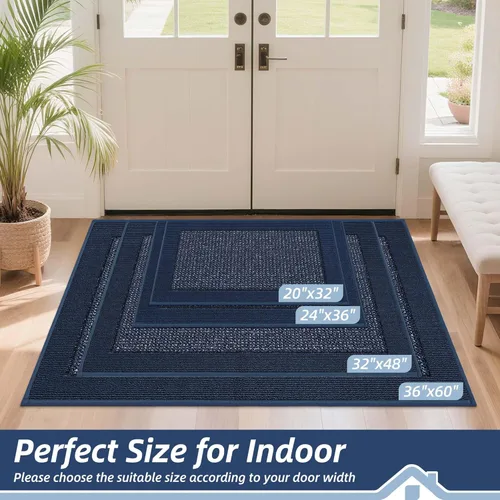 Vista 2 de BEQHAUSE Tapete para puerta interior de 20" x 32", Tapetes atrapa suciedad antideslizantes para entrada lavables, Tapete de bienvenida resistente a