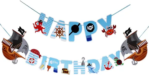 Cartel de cumpleaños de pirata, decoraciones de fiesta para niños, suministros de fiesta temática pirata, pancarta de baby shower para niños 1, 2,