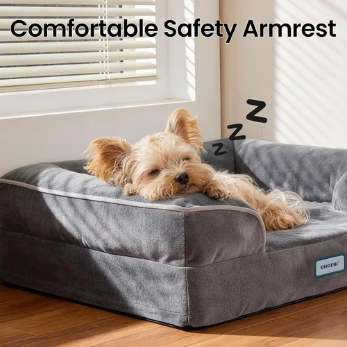 Vista 3 de OhGeni Cama ortopédica para perros y gatos, sofá para mascotas de tamaño pequeño con espuma viscoelástica, lavable a máquina, funda extraíble