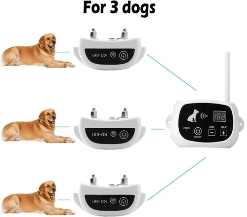 Vista 6 de Valla inalámbrica para perros, sistema eléctrico de contención de límites para perros, rango ajustable de hasta 1640 pies, collar de entrenamiento