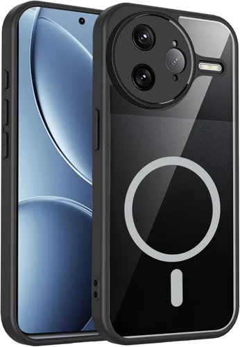 Vista 621 de Funda magnética transparente compatible con Xiaomi 17T, color negro 2 en 1 PC + TPU cubierta de teléfono a prueba de golpes, carcasa protectora