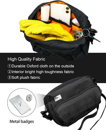 Vista 2 de TIKSCIENCE Bolsa de Manillar de Motocicleta Bolsa de Barra Sissy Negra Apta para Harley Bolsa de Manillar de Bicicleta Bolsa Universal de Horquilla
