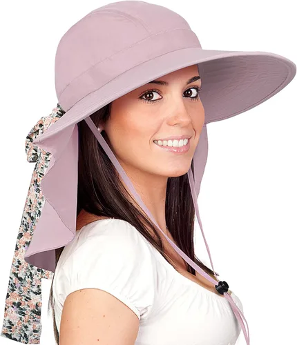 Vista 12 de Solaris UPF 50+ Gorro de ala ancha para mujer - Tamaño pequeño, ligero y plegable, gorro floral refrescante con solapa para el cuello #1 Gris