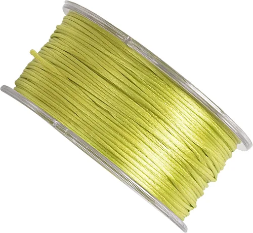 Vista 2 de KONMAY - Cuerda de nailon satinado de seda, 45.72 metros, 0.8mm cola de rata, para nudos chinos, Kumihimo, abalorios, macramé, joyería, Verde manzana