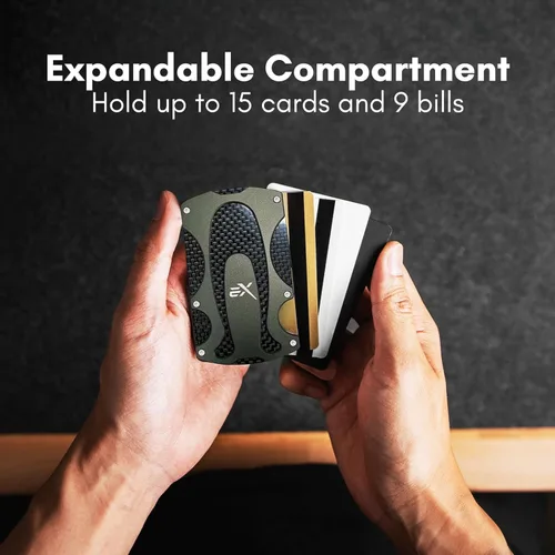 Vista 8 de Extremus Billetera táctica delgada con clip para dinero y soporte para tarjetas de crédito, billetera minimalista con bolsillo frontal para hombres