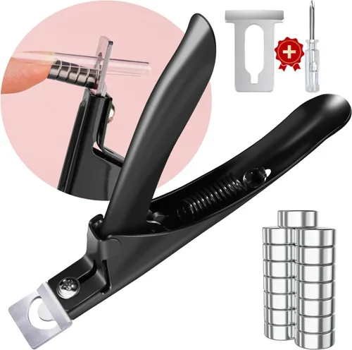 Cortaúñas Ajustables Premium Negros con Imanes Dimensionadores para Uñas Acrílicas, Cortador Recortador de Uñas de Acero Inoxidable para Puntas 01