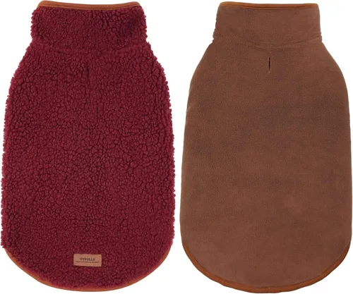 Vista 7 de cyeollo Abrigo de invierno para perro, chaqueta reversible para perro, cuello alto, suéter cálido de forro polar, sherpa para perros, chaleco