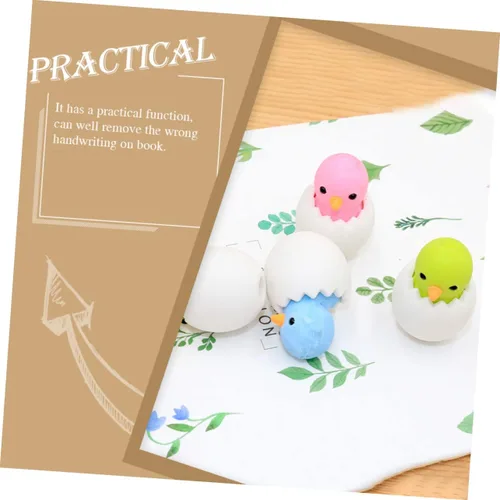 Vista 7 de Shell Chick Eraser Puzzle Bulk Puzzle Pascua Pen Eraser Pequeño Pollo Animales s Decorativo Pascua s Modelo Mini 24pcs