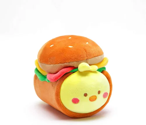Vista 2 de Anirollz - Juego de 2 almohadas de peluche de felpa, Pollito en hamburguesa para regalar