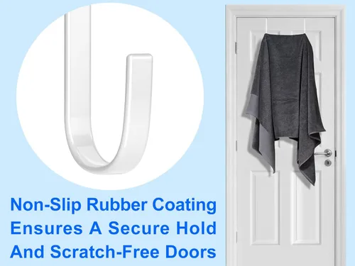 Vista 5 de Mars-Rock Ganchos de Metal Sobre la Puerta con Revestimiento de Plástico de 5.5" se Ajustan a Puertas de 0.5" a 1 3/8", 2 Piezas de Servicio Pesado