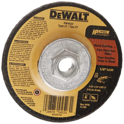Vista 4 de DEWALT Muela abrasiva, uso general para metal, 4-1/2 pulgadas x 1/4 pulgadas x 5/8 pulgadas (DW4523)